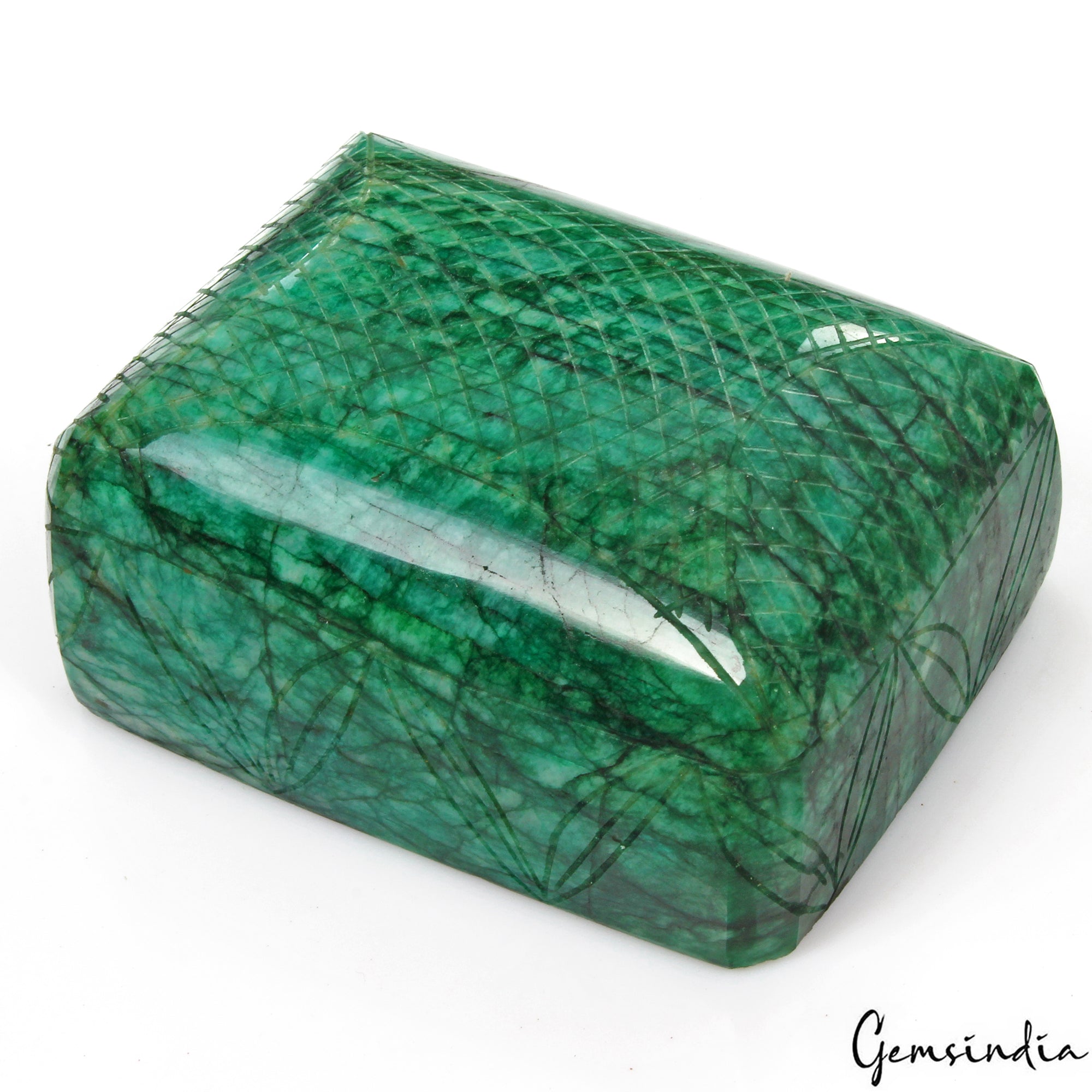 Certified 3370 Cts Natural Green Emerald Rectangular Hand Carved Huge Loose Gems