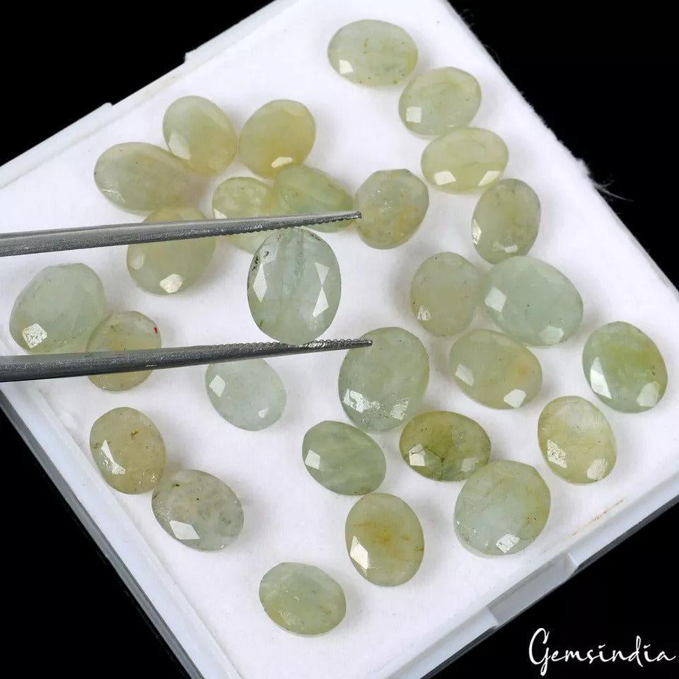 Green Beryl Lot, Loose Gemstone, Untreated — 29 Pieces, 8mm to 10mm, 56.80 Ct, Brazil
