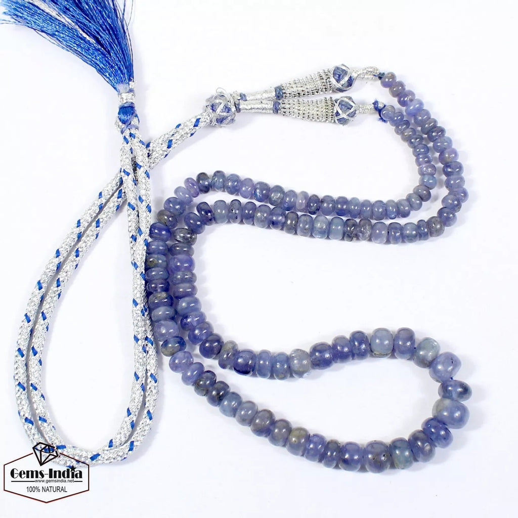 Women Jewelry 215 Cts Natural Round Cab Blue Tanzanite Real Beads Necklace 21 In
