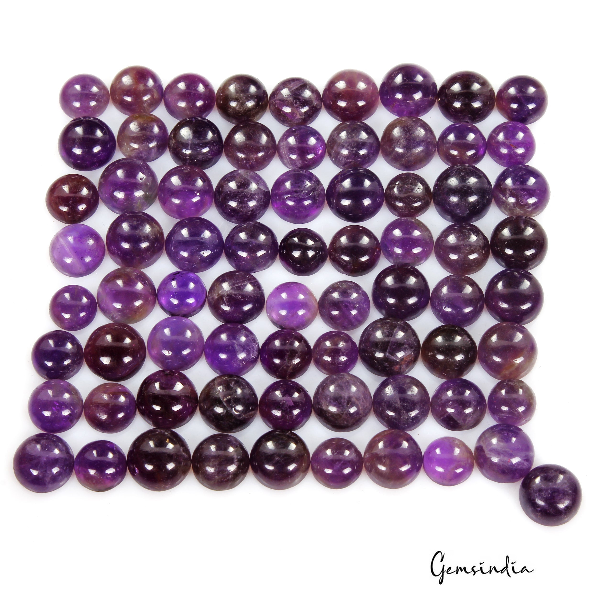 320 Ct/76 Pcs Natural Untreated Purple Amethyst Round Cab Loose Gems For Jewelry