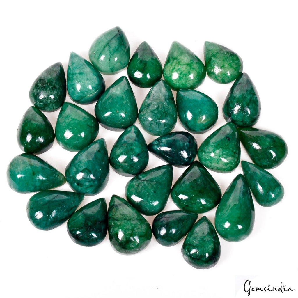 440 Ct Natural Green Emerald Pear Cab Loose 16-24mm Jewelry Making Gemstones Lot