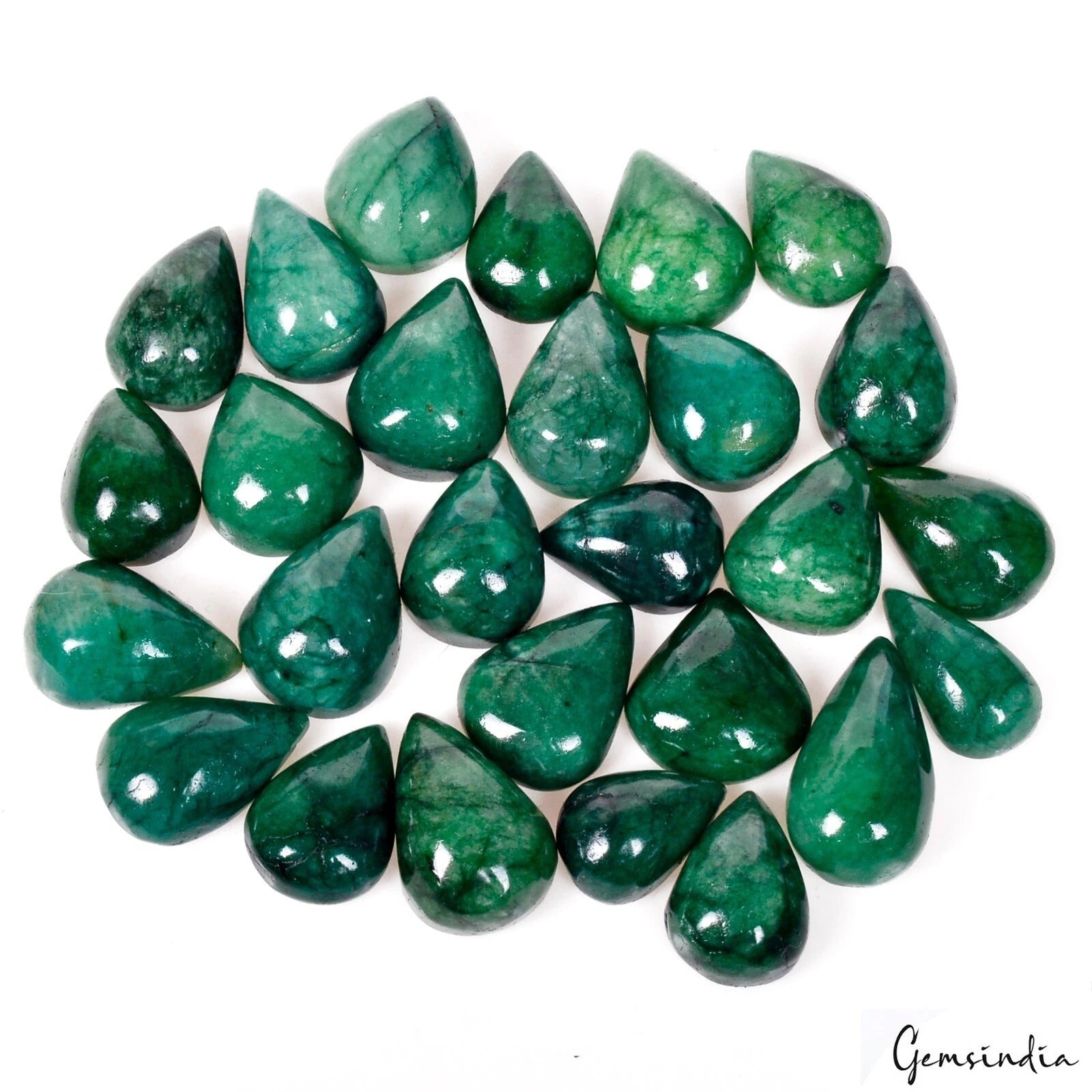 440 Ct Natural Green Emerald Pear Cab Loose 16-24mm Jewelry Making Gemstones Lot