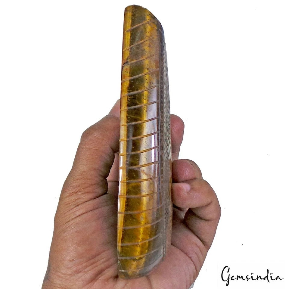 Certified 2440Ct Natural Tiger Eye Pear Shape Carving Earth Mined Loose Gemstone