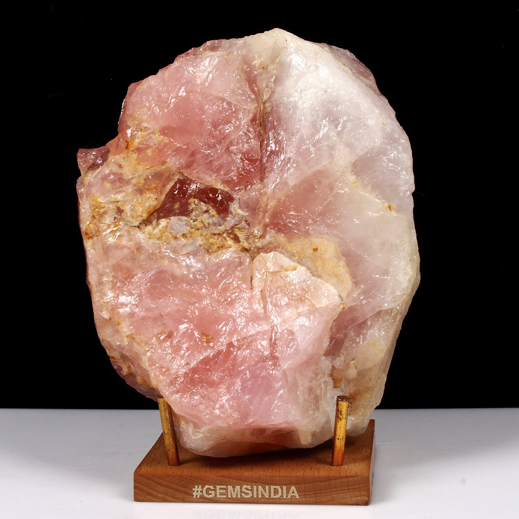 1.9 Kilo Natural Pink Rose Quartz Big Raw Healing Stone Geode w/ Polished Back
