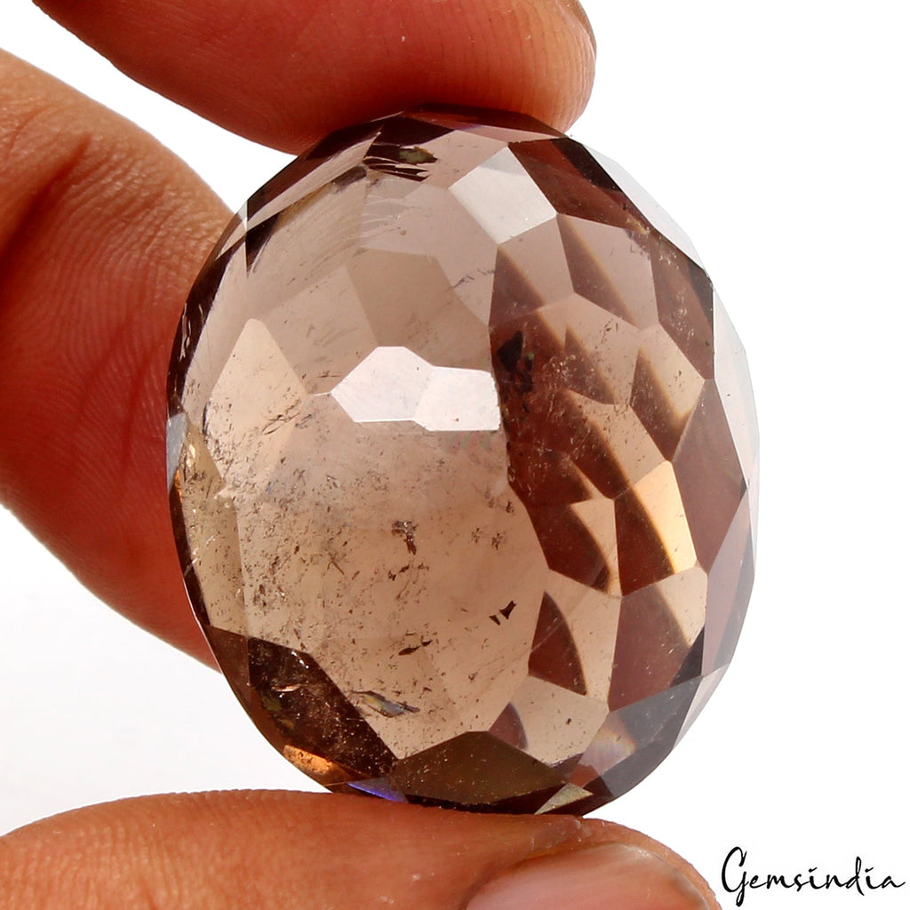 95.80Ct Huge Natural Brown Smoky Quartz Oval Cut Loose Unheated 32x26mm Gemstone
