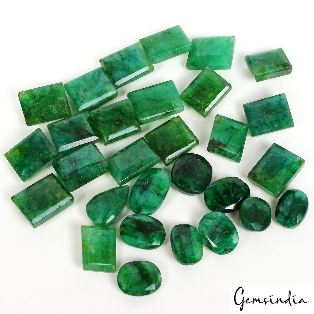 Emerald Lot, Loose Gemstone, Color Enhanced, Green — 29 Pieces, 12mm to 15mm, 320 Ct, Brazil