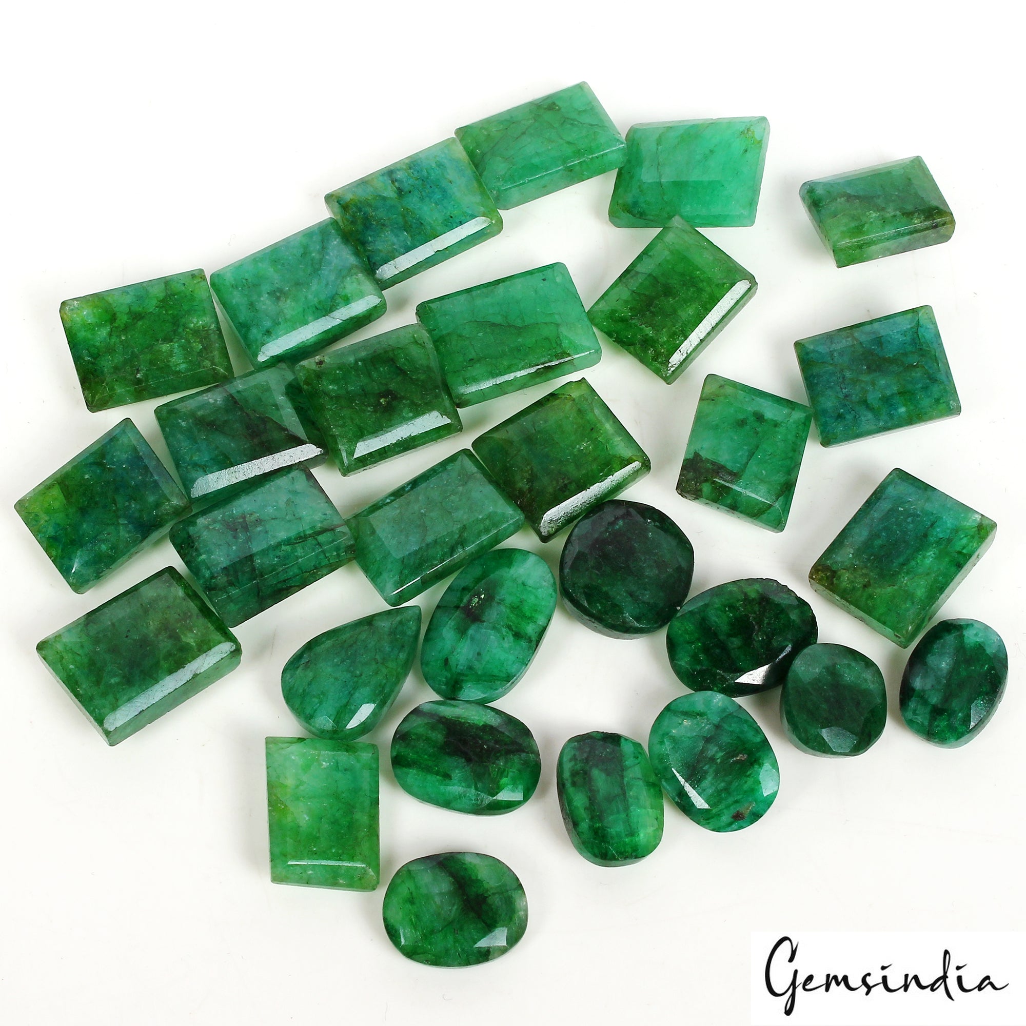 Emerald Lot, Loose Gemstone, Color Enhanced, Green — 29 Pieces, 12mm to 15mm, 320 Ct, Brazil