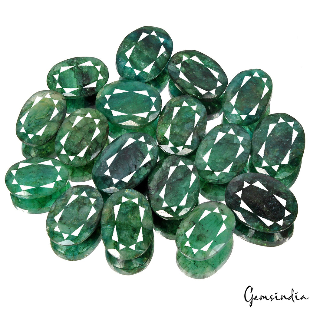 1000 Cts/17 Pcs Natural Brazilian Bottle Green Emerald Oval Cut Wholesale Gems