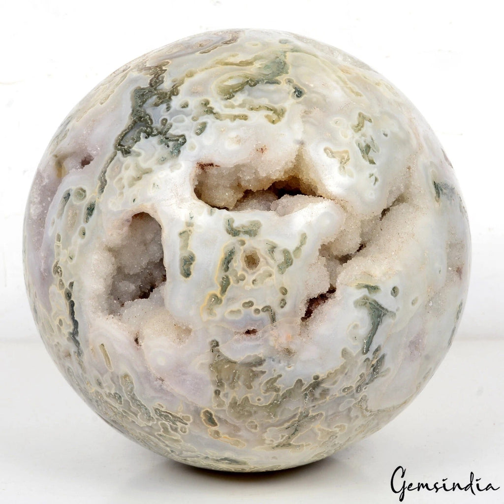 5.79 Kilo Natural Dendrite Moss Agate Druzy Crystal Healing Mineral Sphere~ 6.5"
