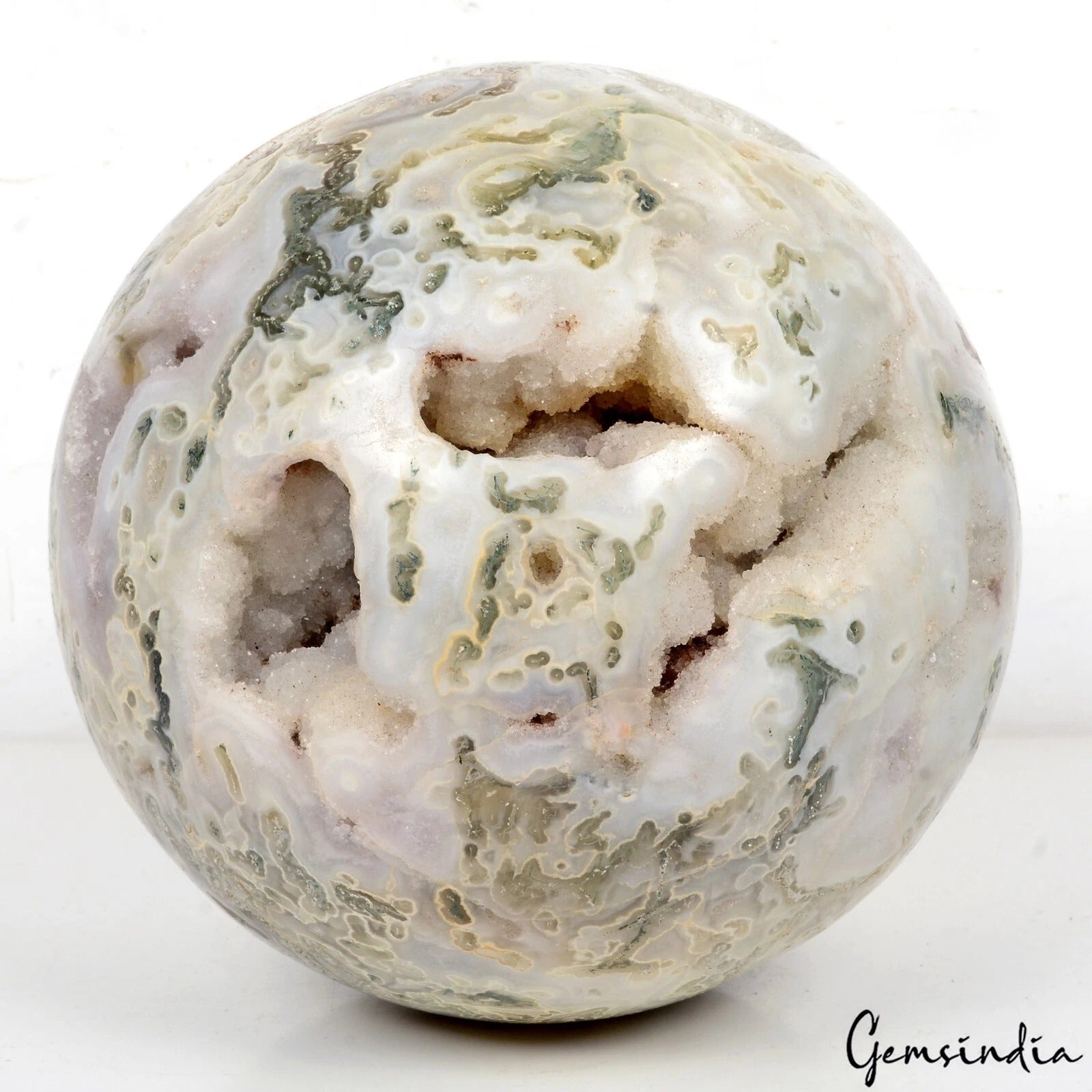 5.79 Kilo Natural Dendrite Moss Agate Druzy Crystal Healing Mineral Sphere~ 6.5"