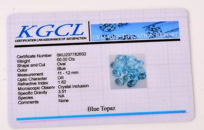 Natural Sky Blue Topaz Oval Cut Loose Gemstone Certified Lot 12 Pc/66 Ct/11-12mm