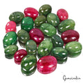 500 Ct/23 Pcs Natural Green Emerald Red Ruby Oval Cab Loose Gems Lot For Jewelry