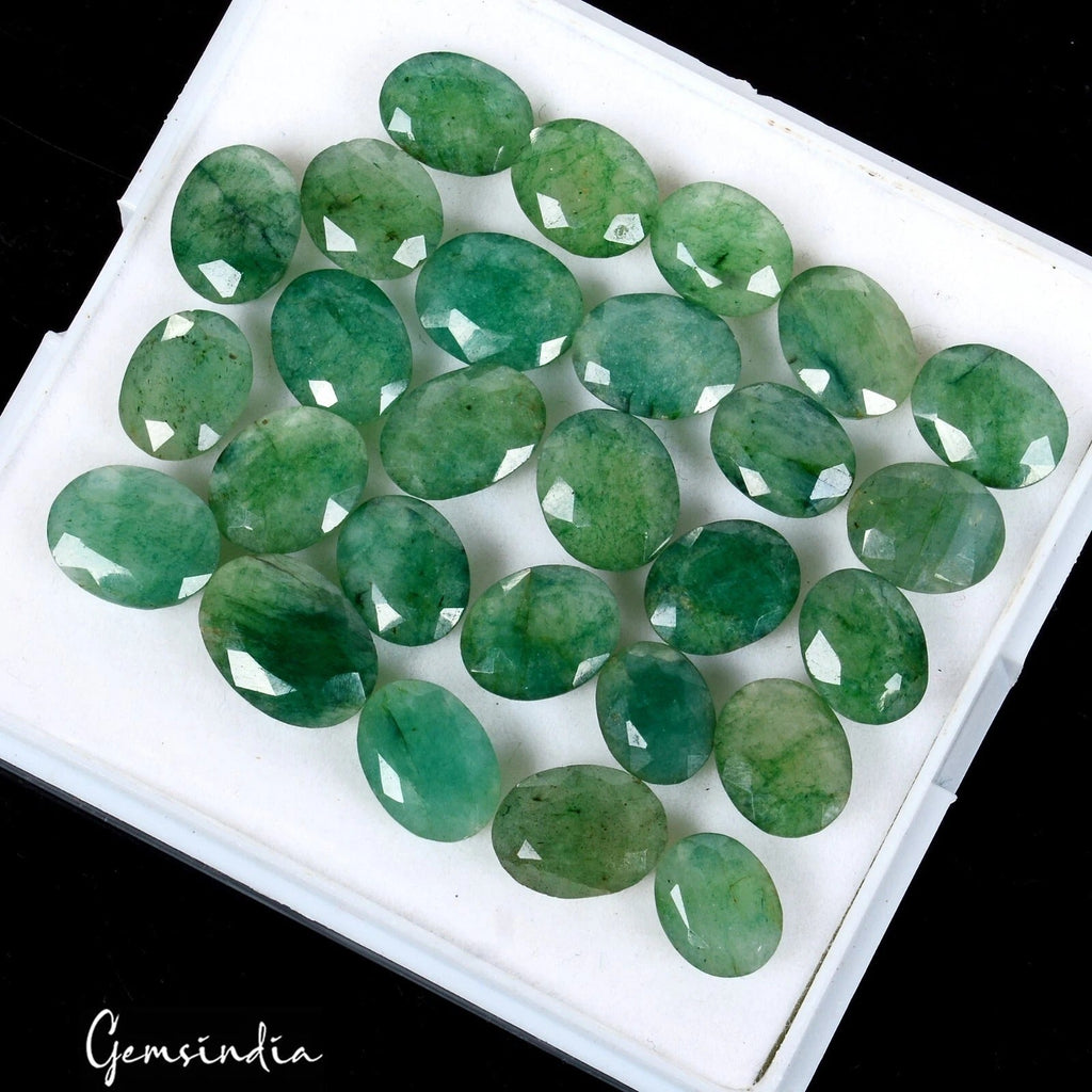 Certified 74.80 Ct/27 Pcs Natural Colombian Green Emerald Oval Cut Loose Gem Lot