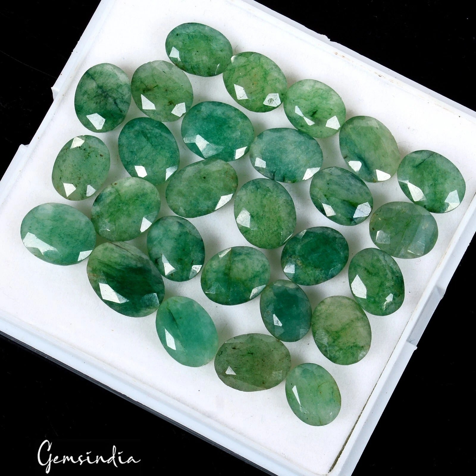 Certified 74.80 Ct/27 Pcs Natural Colombian Green Emerald Oval Cut Loose Gem Lot