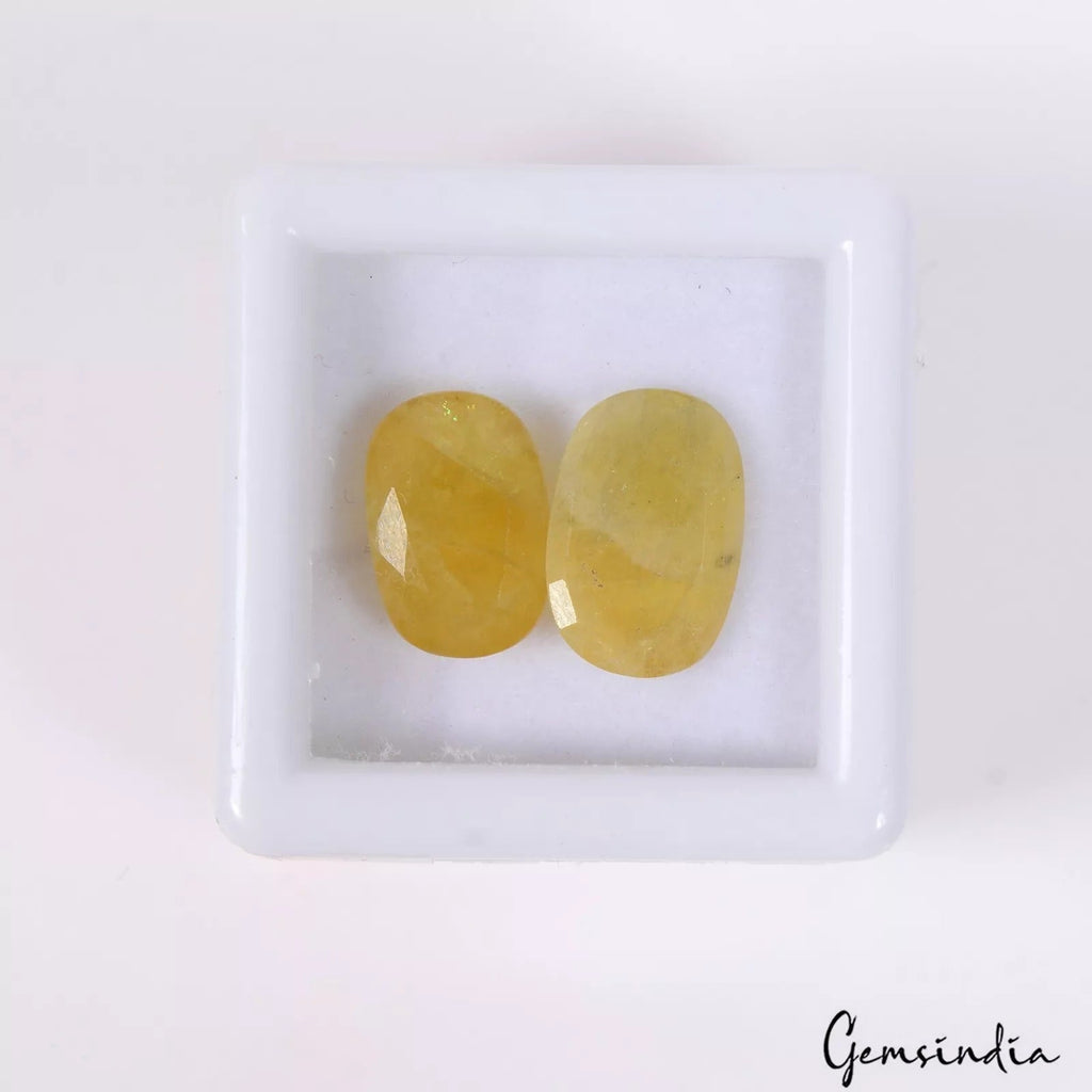 Certified 8 Ct/2 Pcs Natural Untreated Ceylon Yellow Sapphire Oval(Pukhraj) Gems