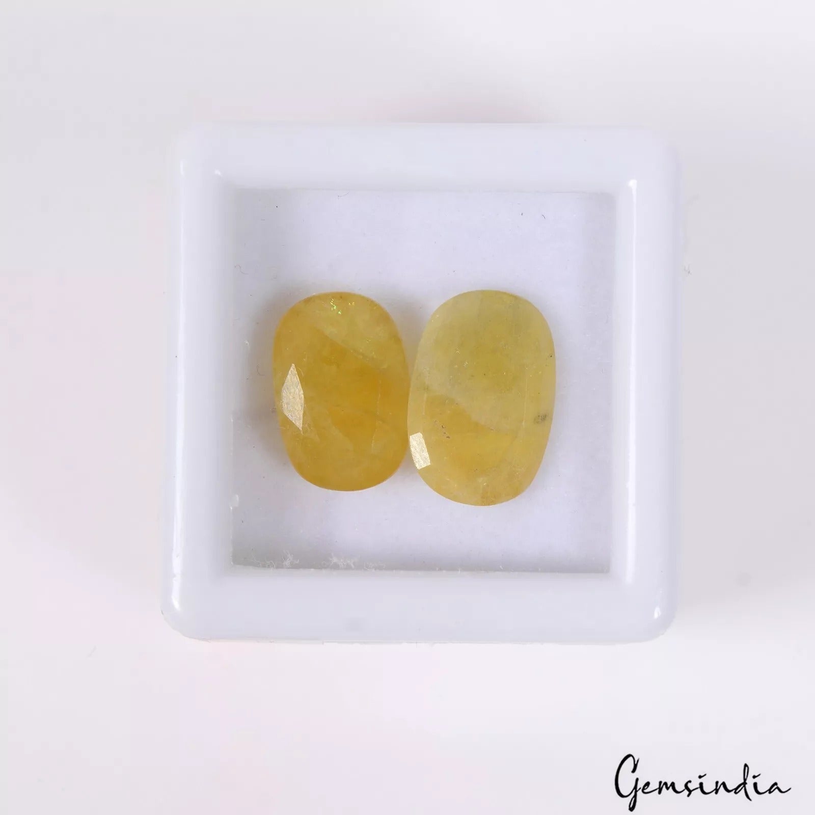 Certified 8 Ct/2 Pcs Natural Untreated Ceylon Yellow Sapphire Oval(Pukhraj) Gems