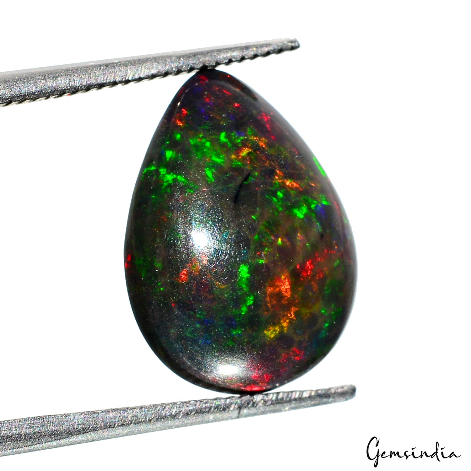 Black Opal Cabochon, Pear Cabochon, Untreated — 14x10x5 mm, 3.20 Ct, Ethiopia