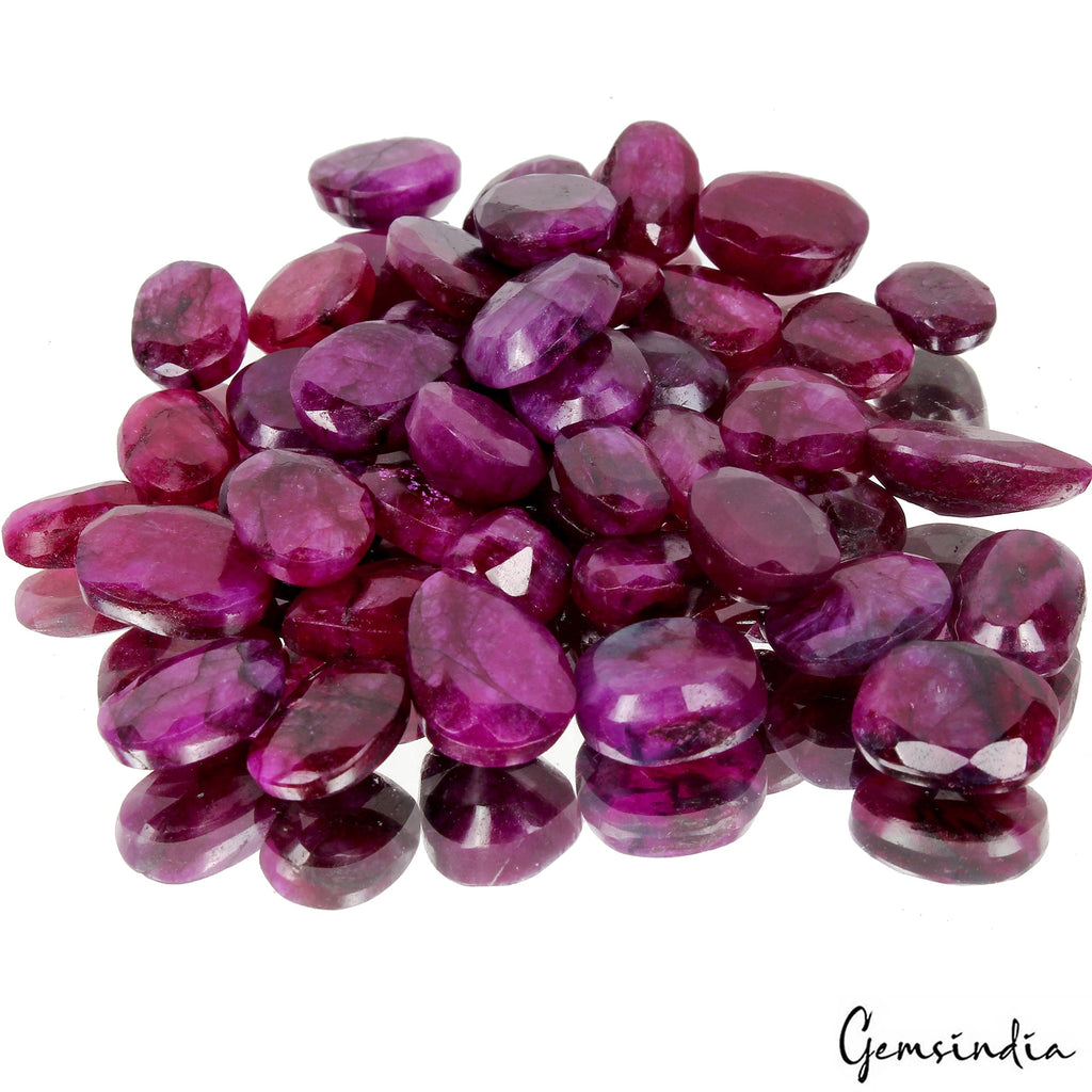 430 Ct Natural Red Pink Beryl (Bixbite) Mix Faceted Cut Loose Gemstone Lot 46 Pc