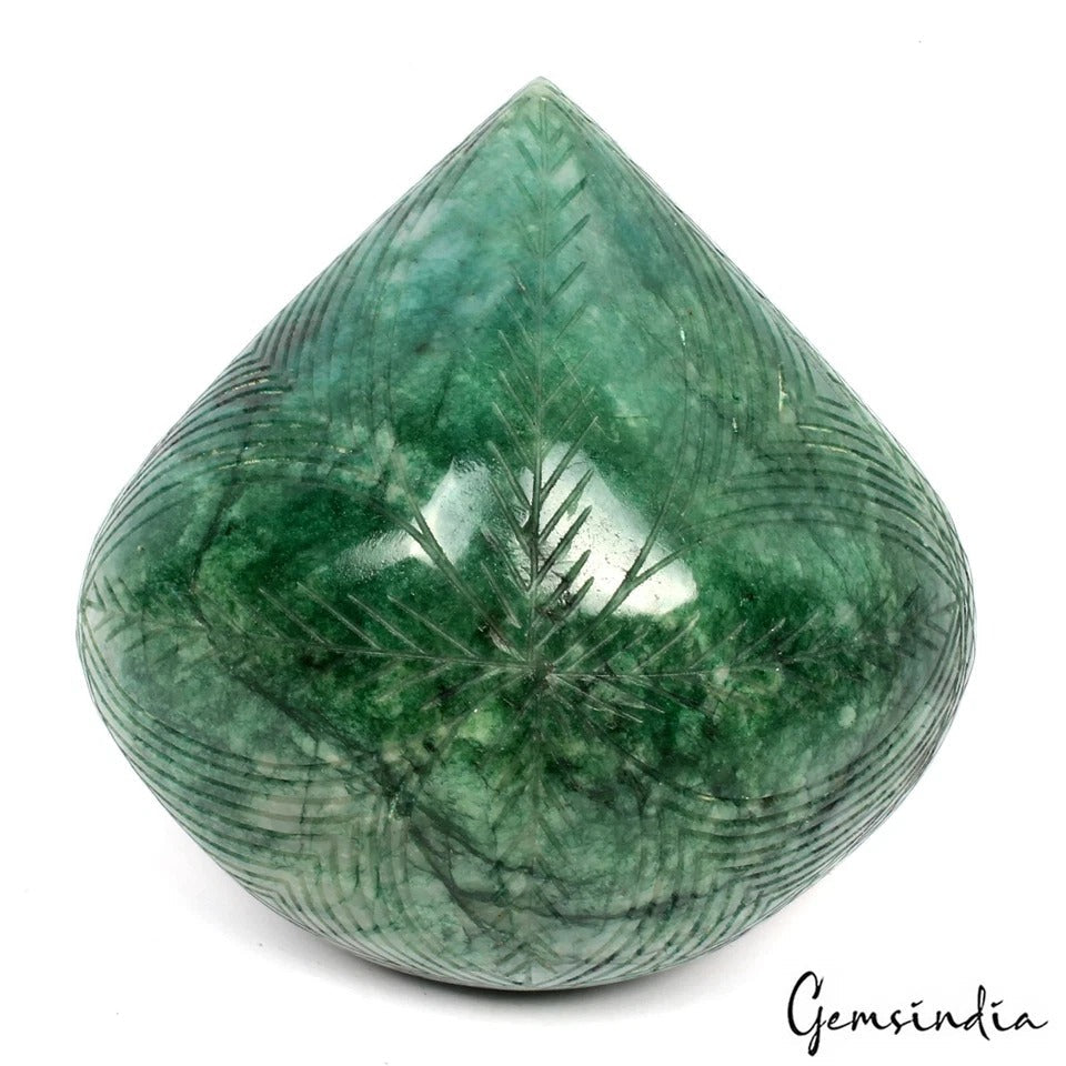 1720Ct Natural Green Emerald Pear Shape Carving Earth Mined Museum Size Gemstone