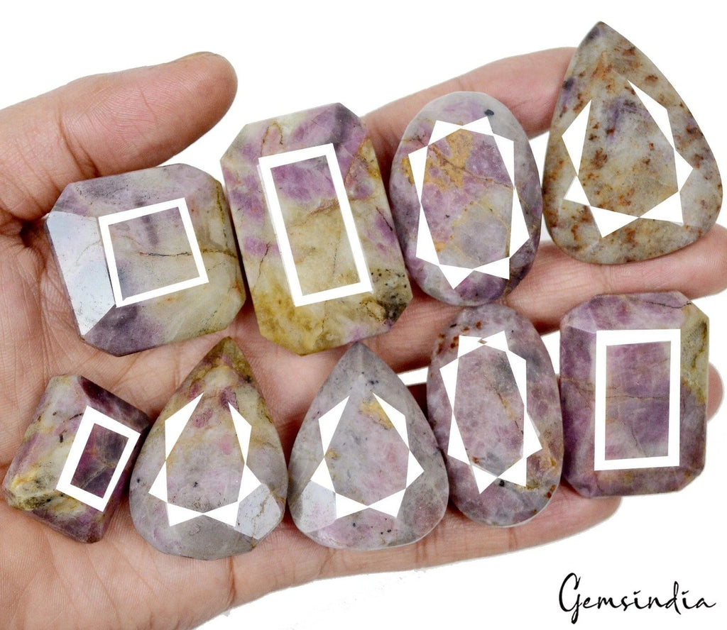 1950 Ct/9 Pcs Natural Untreated Bi-Color Ruby in Crystal Matrix Mix Cut Gems Lot