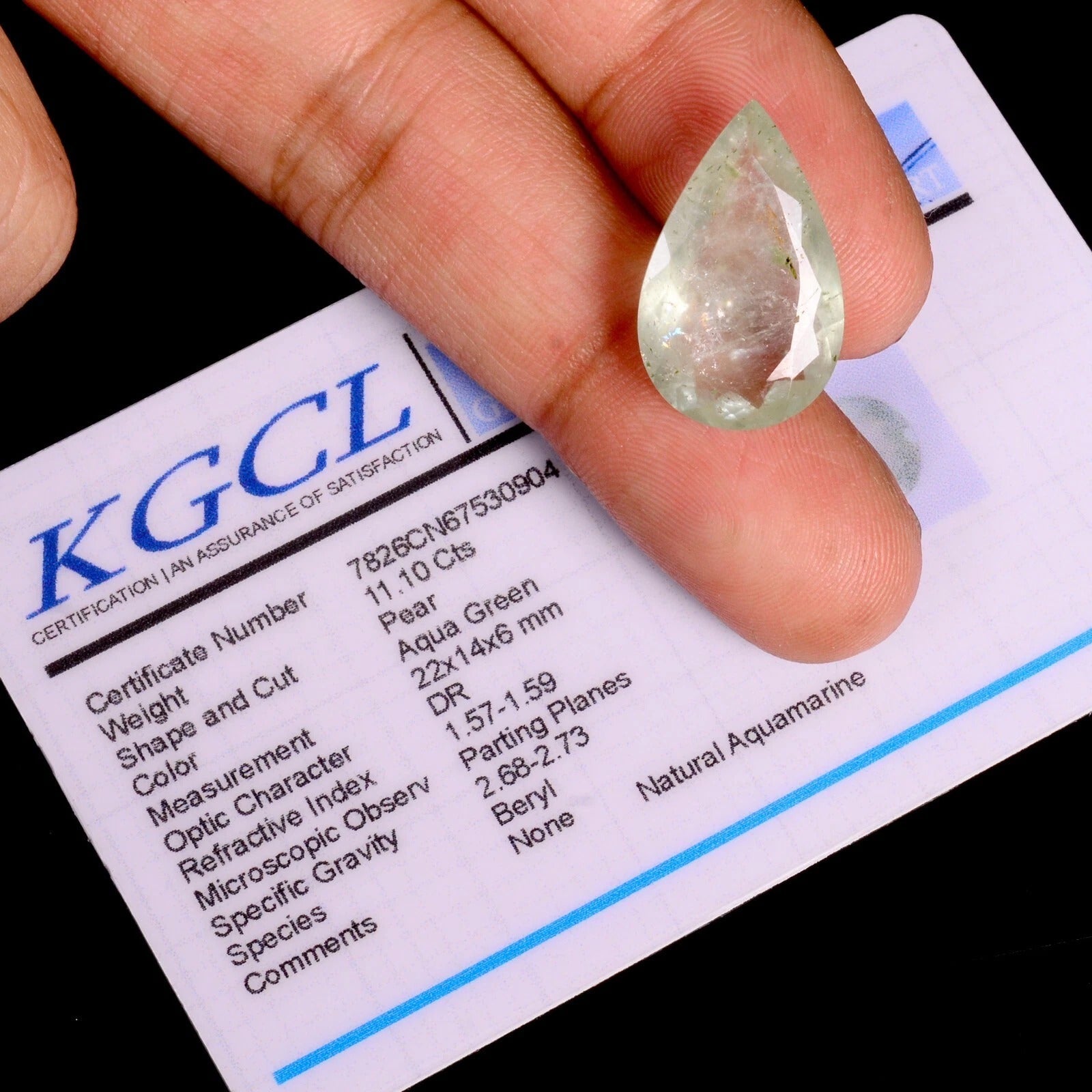 11.10Ct Natural Certified Breath Taking Blue Green Aquamarine Pear Cut Loose Gem