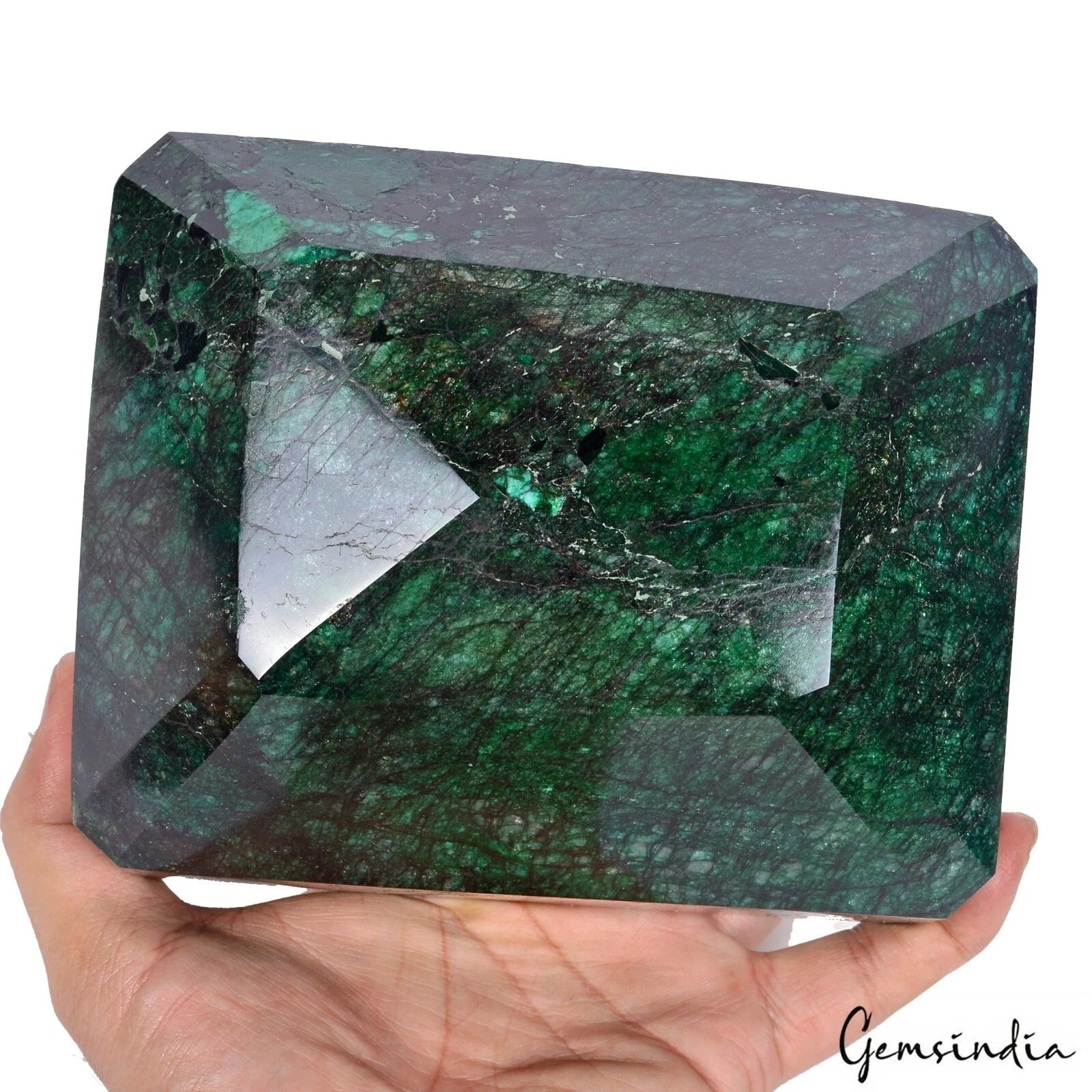 3.7 kilo Natural Emerald Museum Huge Size Octagon Cut Certified Large Gemstone
