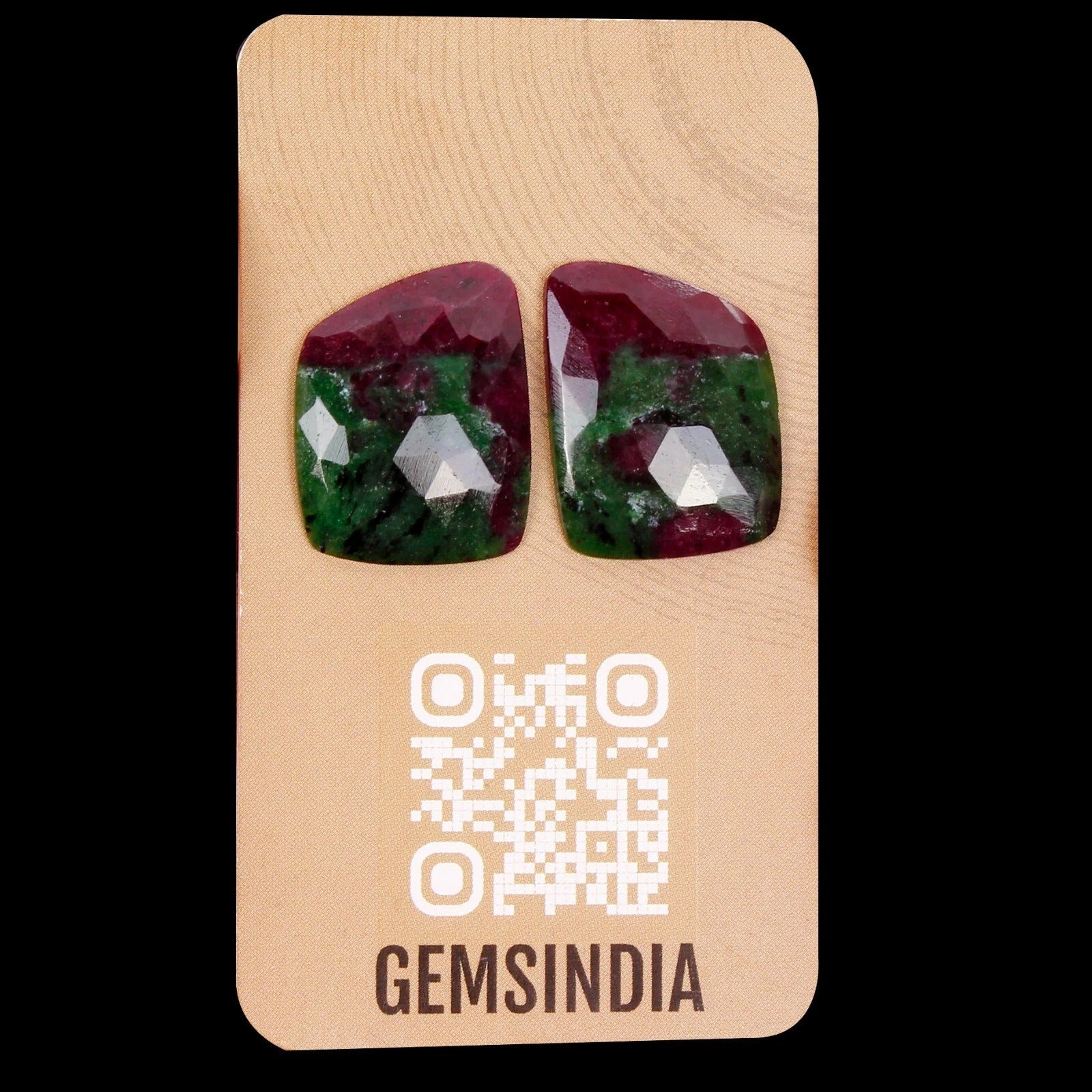 42.90Ct Natural Bi Color Ruby in Zoisite Rose Checker Cut Gems Pair For Earrings