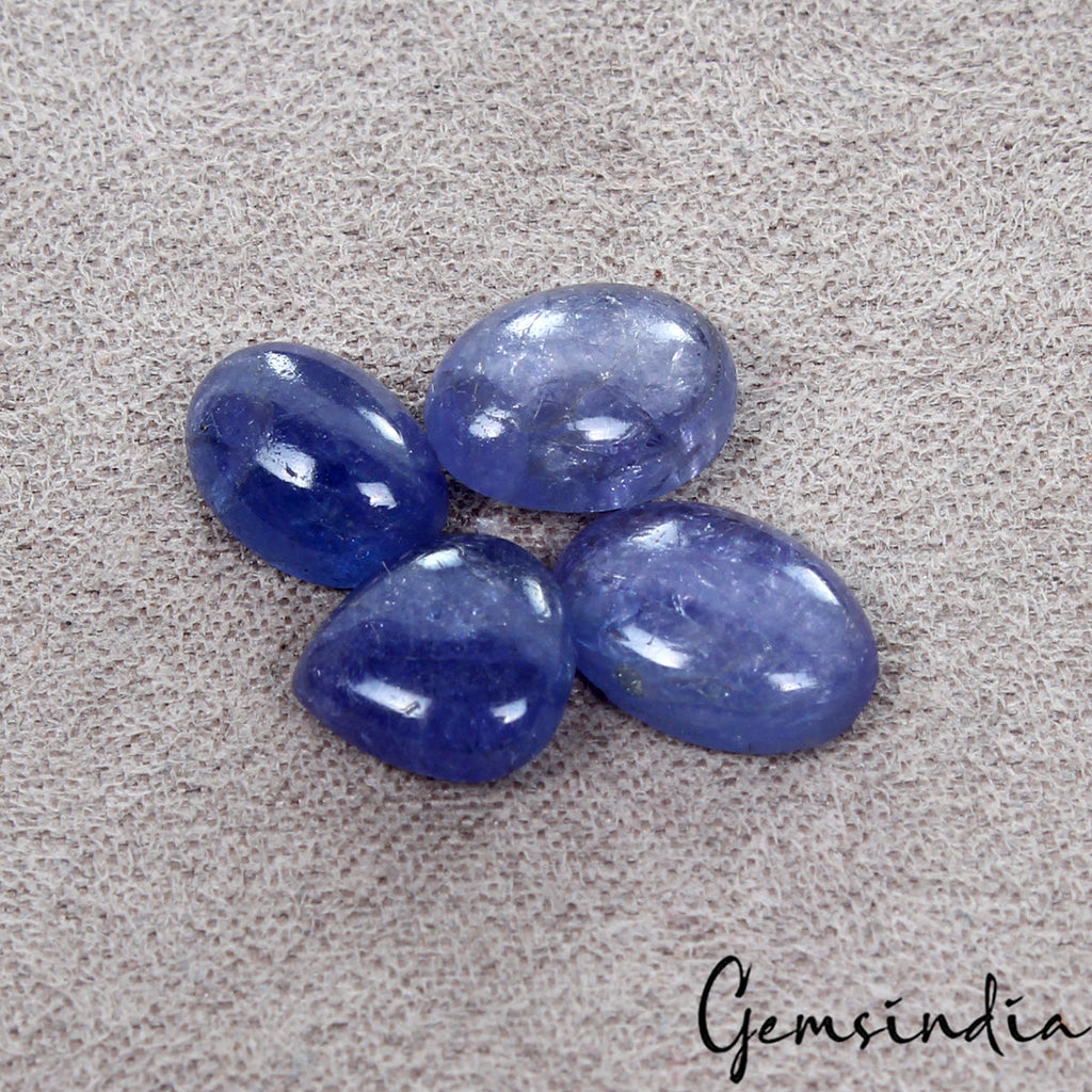 4 Pc Natural Tanzanite Untreated 8mm-10mm Rich Blue Color Mix Cabochon Gemstones