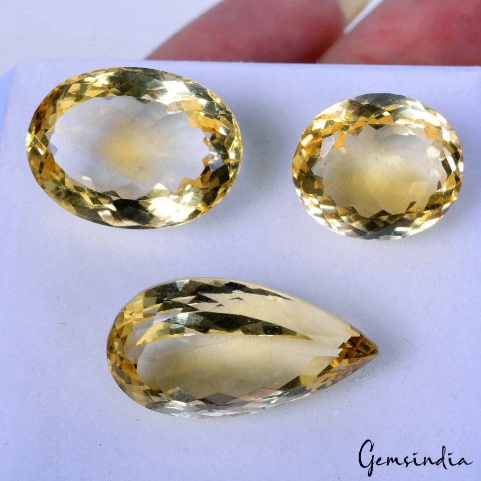 45.30 Ct Natural Unheated Brazilian Yellow Citrine Mix Cut Loose Gems Lot~3 Pcs