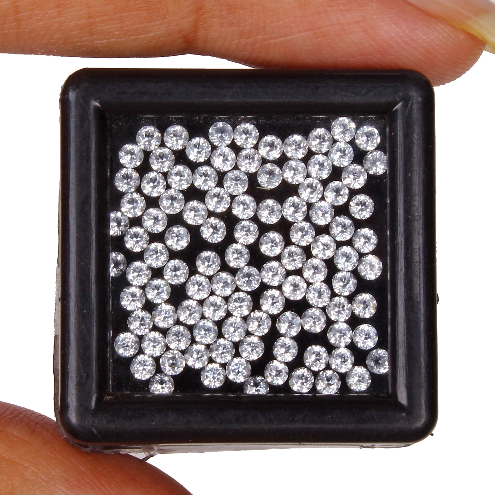 100 Pcs Natural White Topaz 2mm Round Diamond Cut Calibrated Sparkling Gemstones