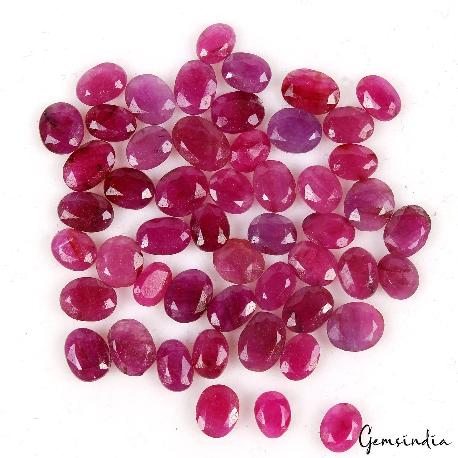 49.30 Ct/50 Pcs Natural Pink Red Ruby 6-8mm Oval Cut Loos Gems Certified Lot