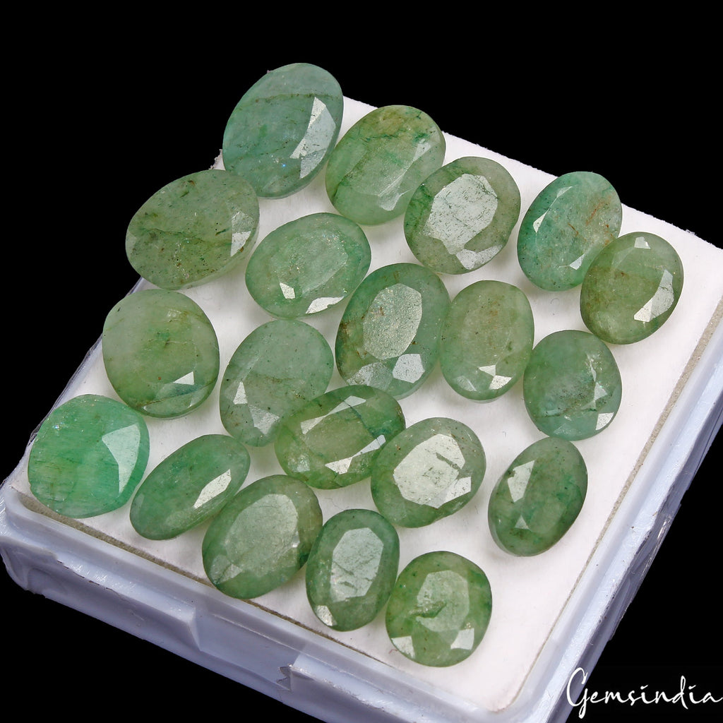 Certified 60 Cts/20 Pcs Natural Brazilian Green Emerald Oval Cut Gem For Jewelry