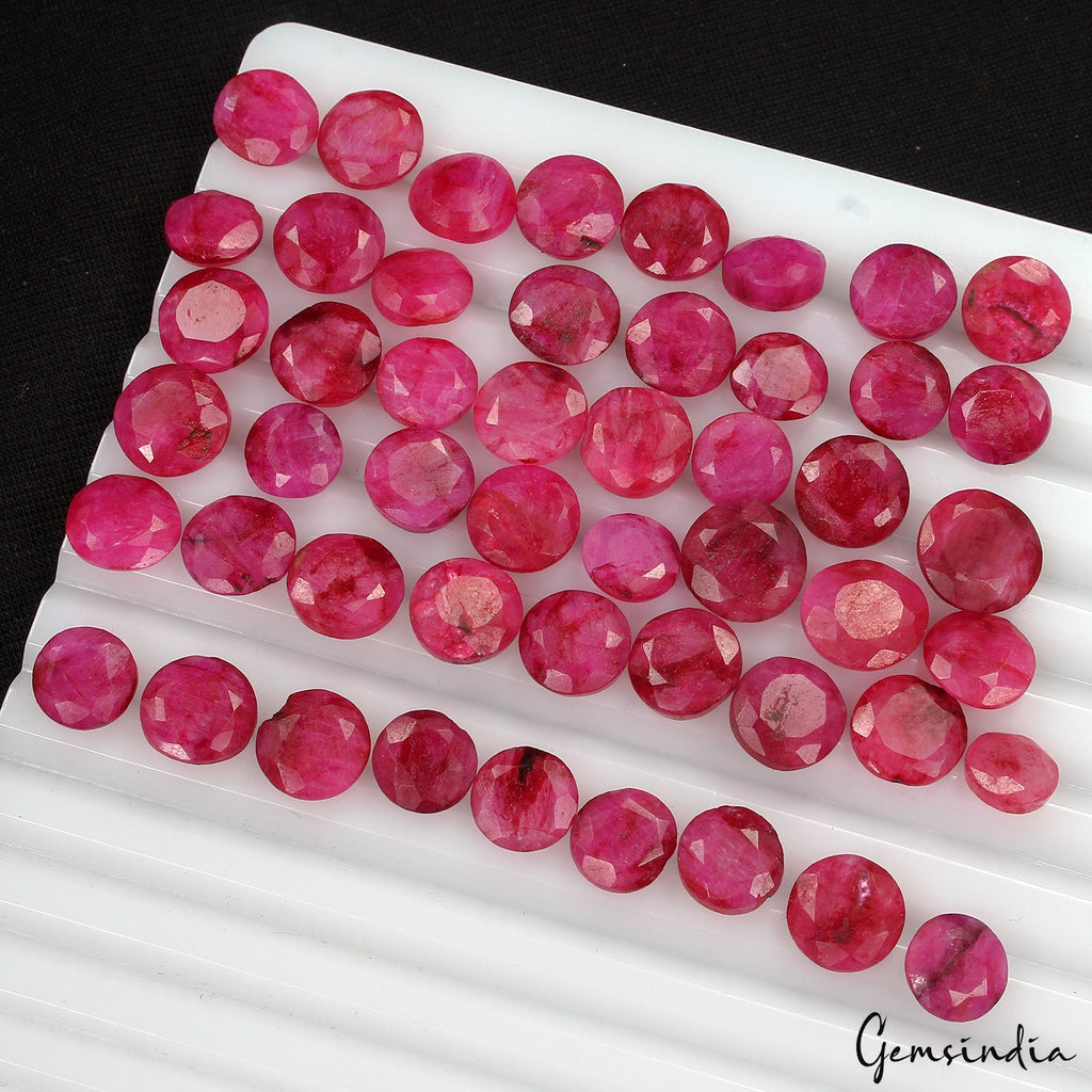 123.10Ct/50Pc Natural Red Beryl Bixbite USA Round Cut Loose Gems Lot For Jewelry