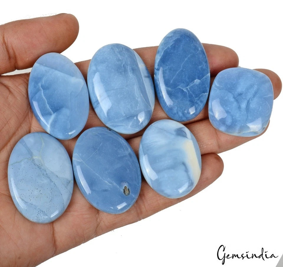 330 Cts/7 Pcs Natural Untreated Australia Blue Opal Cab Loose Gems For Jewelry