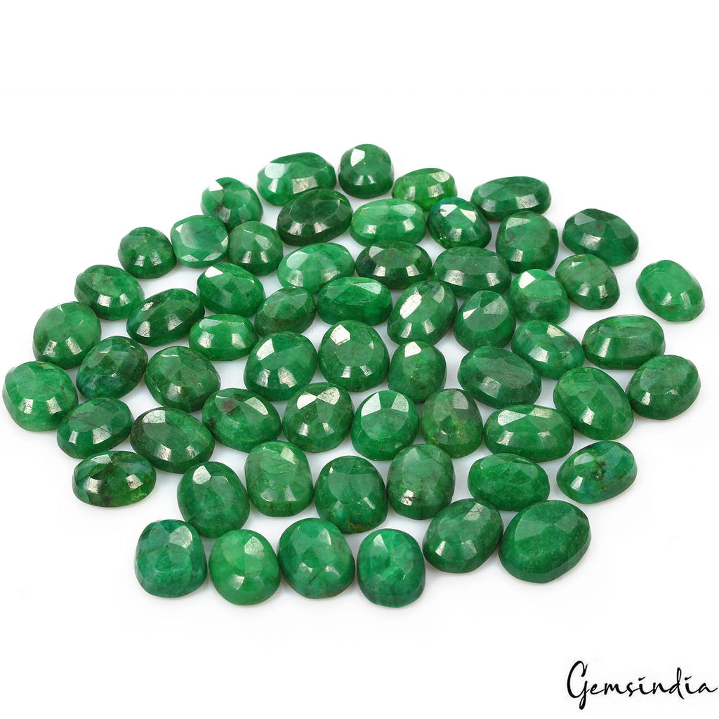 Emerald Lot, Loose Gemstone, Color Enhanced, Green — 58 Pieces, 15mm to 20mm, 800 Ct, Brazil