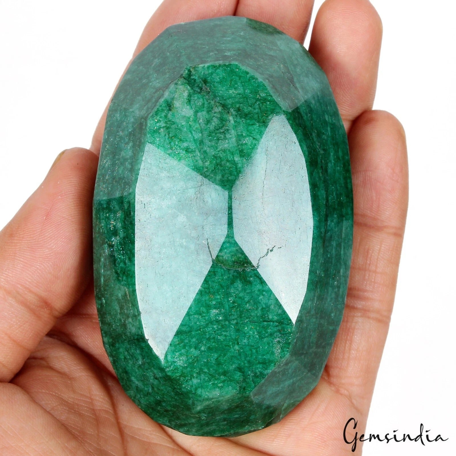 Emerald Loose Gemstone, Color Enhanced, Blue — 88x54x35 mm, 1440 Ct, Brazil