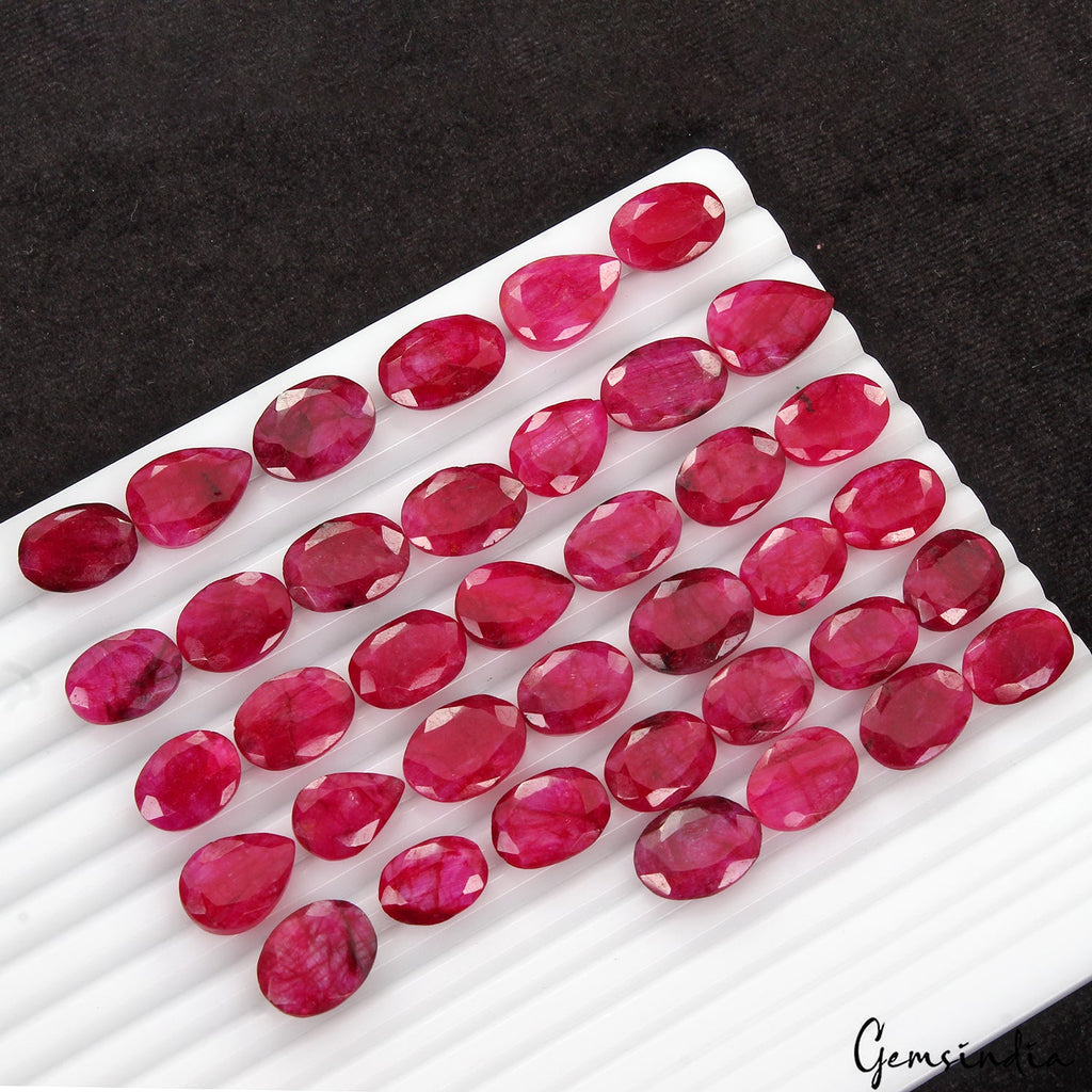 350 Ct Natural Red Bixbite Beryl Mix Cut Loose Faceted 14-18mm Gemstones~38 Pcs
