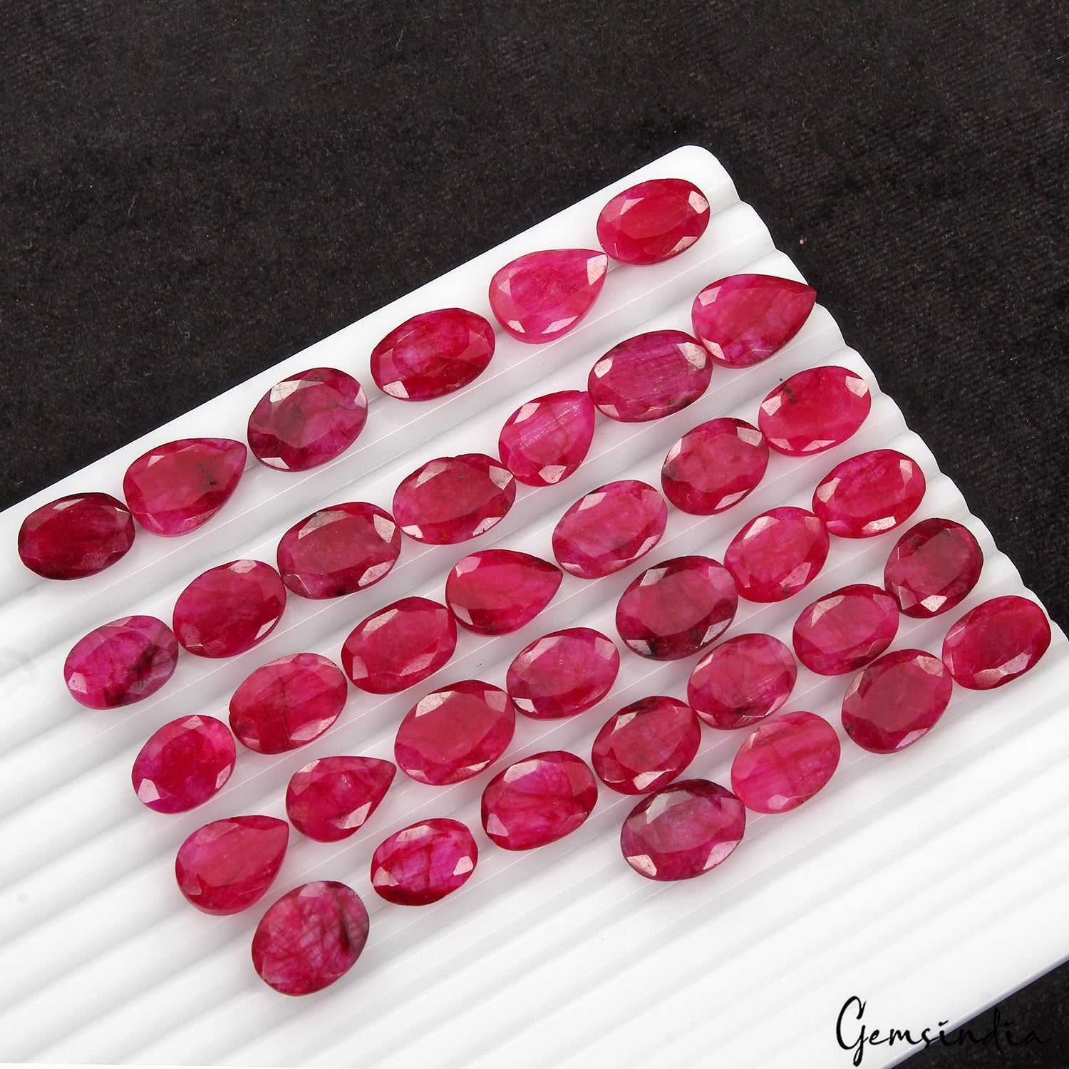 350 Ct Natural Red Bixbite Beryl Mix Cut Loose Faceted 14-18mm Gemstones~38 Pcs