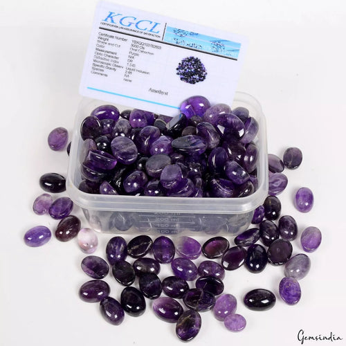 Amethyst Lot, Cabochon, Untreated — 250 Pieces, 11mm to 20mm, 3000 Ct, Madagascar