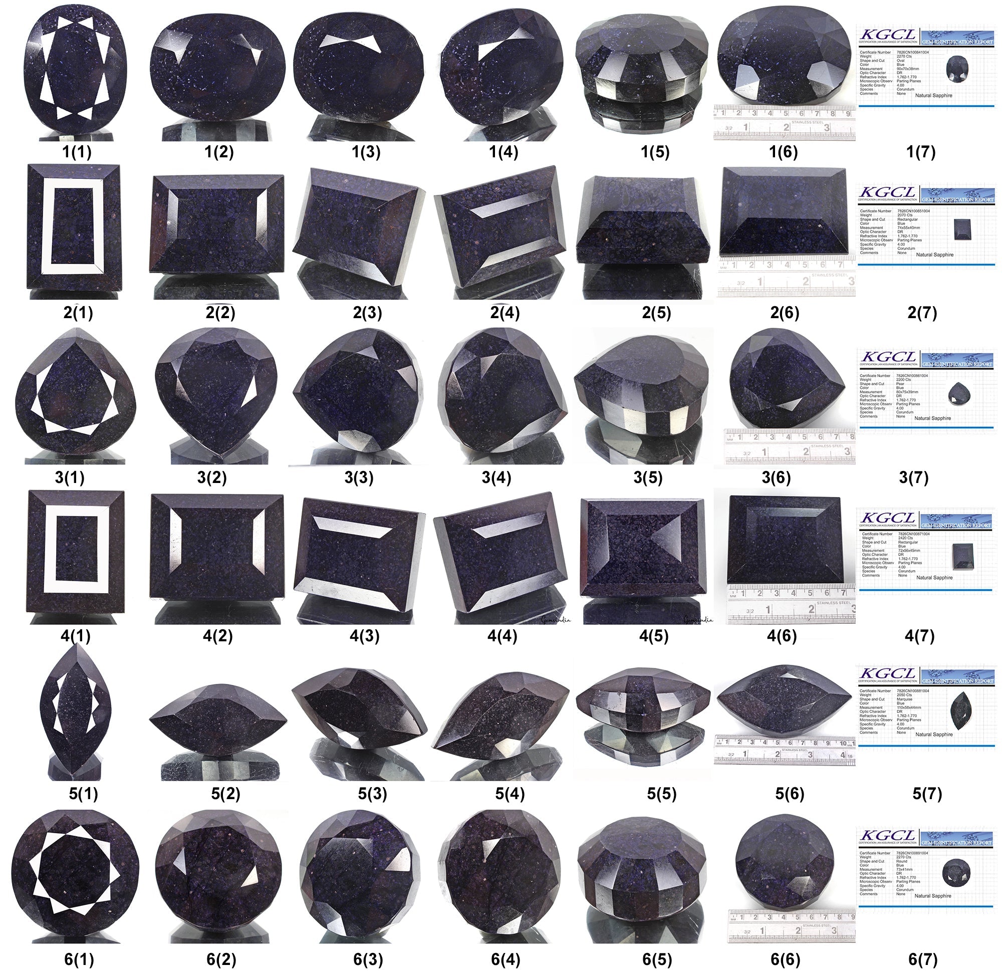 Certified 13280 Cts/6 Pcs Natural African Blue Sapphire Mixed Cut Wholesale Gems