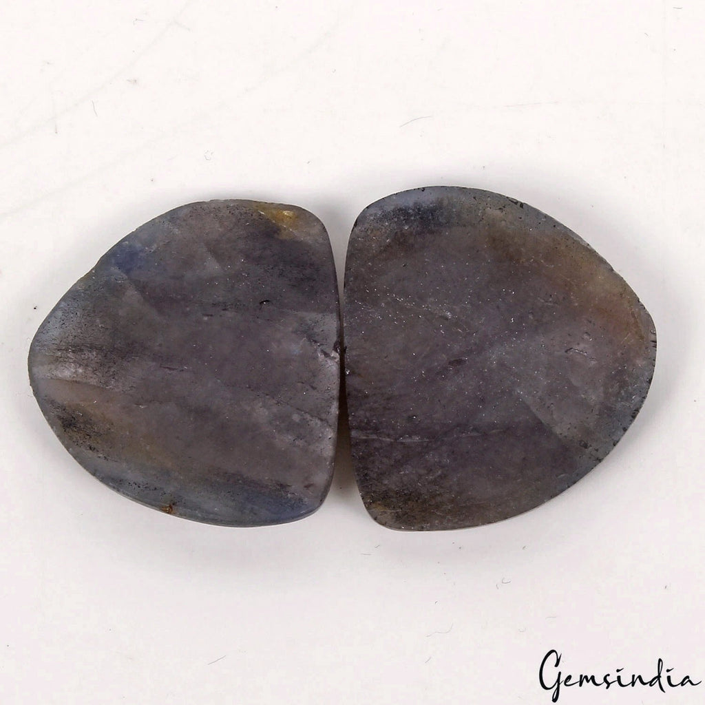 59.30 Cts/2 Pcs Natural Untreated Gray Blue Sapphire Fancy Checker Cut Gems Pair