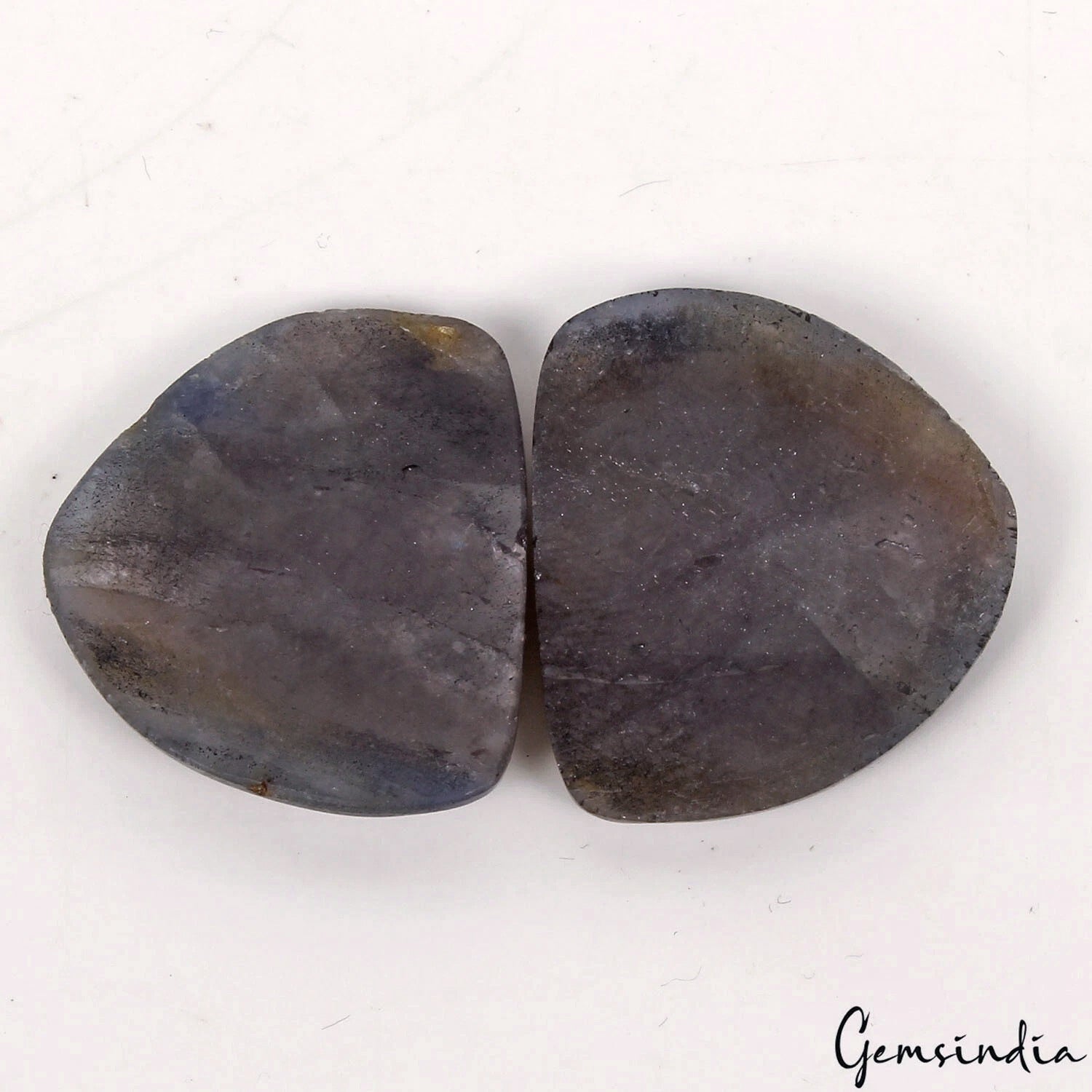 59.30 Cts/2 Pcs Natural Untreated Gray Blue Sapphire Fancy Checker Cut Gems Pair