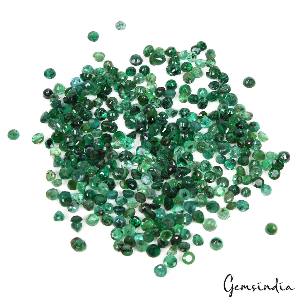 33.80Ct/355 Pcs Natural Untreated Colombian Emerald 2mm-3mm Round Cut Loose Gems