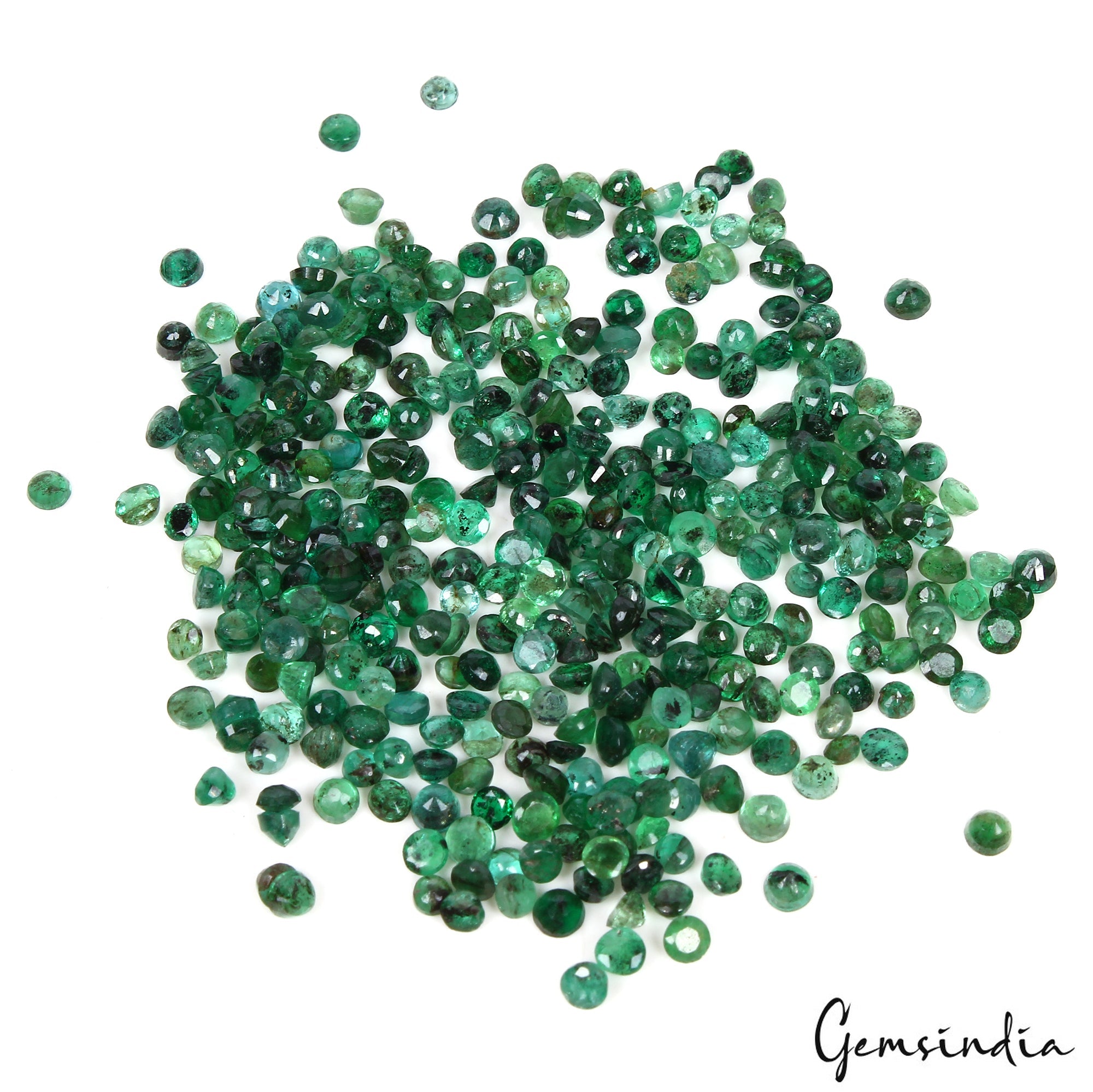 33.80Ct/355 Pcs Natural Untreated Colombian Emerald 2mm-3mm Round Cut Loose Gems