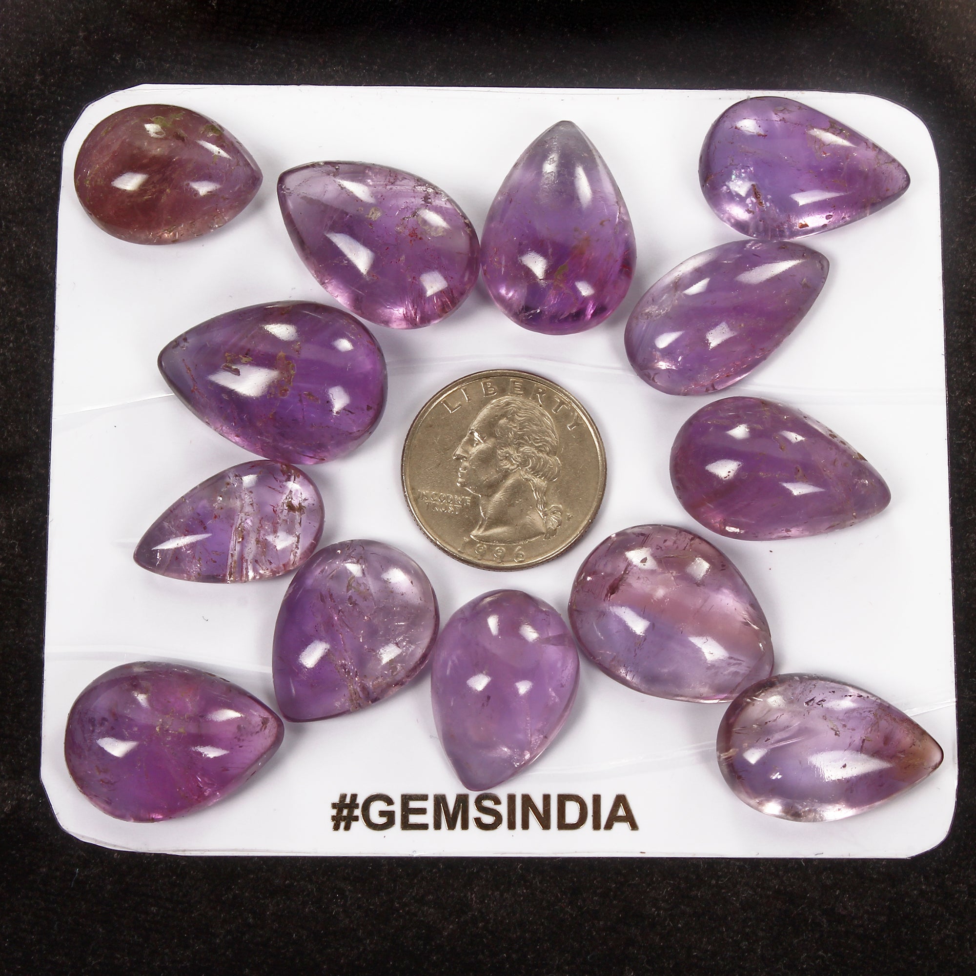 360 Cts/13 Pcs Natural Untreated Purple Amethyst Pear Cab Loose Gems For Jewelry