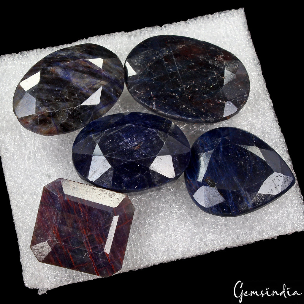 340 Ct/5 Pcs Natural Blue Sapphire Mix Cut Loose 21mm-31mm Huge Gemstones Lot