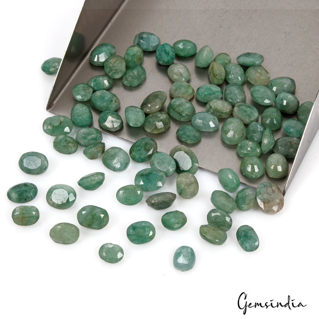 170.40 Ct Natural Green Brazilian Emerald Oval Faceted Loose Wholesale Gems Lot