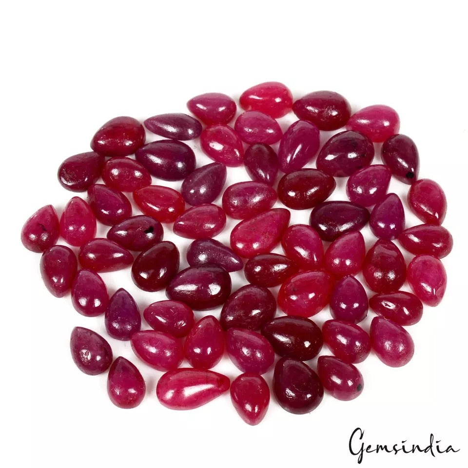 50 Cts/59 Pcs Natural Eye Catching Red Ruby Cab Loose Precious Gems For Jewelry