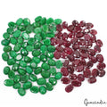 2000 Cts/120 Natural Red Ruby Green Emerald Oval Cut Loose Gems Lot For Jewelry