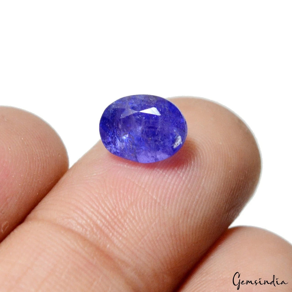 Certified 2.50 Ct Natural Untreated Violet Blue Tanzanite Oval Cut Ring Size Gem